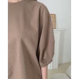 ステッチパフスリーブラウンドトップス ７分袖 オフィス | RAKUku | 詳細画像15 