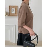 ステッチパフスリーブラウンドトップス ７分袖 オフィス | RAKUku | 詳細画像6 