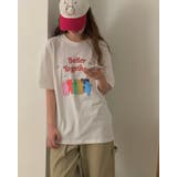 ホワイト | ルーズフィットベアプリントTシャツ レタリング 半袖 | RAKUku