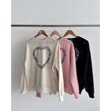 ピンク | フロントハートレタリングニット スウェット オーバーフィット | RAKUku