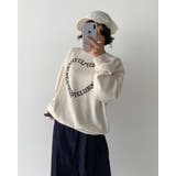 アイボリー | フロントハートレタリングニット スウェット オーバーフィット | RAKUku