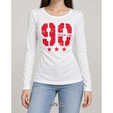ホワイト | ラウンドネックサイドギャザー長袖レタリングTシャツ カットソー 韓国ファッション | RAKUku