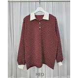 レッド | 4color ストライプポロシャツ ラガーシャツ | RAKUku