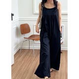 ブラック | 【2color】リラックスワイドサロペット オールインワン キャミサロペット | RAKUku