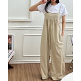 ベージュ | 【2color】リラックスワイドサロペット オールインワン キャミサロペット | RAKUku