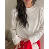 ホワイト | 3color ワンポイント ラウンドカットソートップス | RAKUku