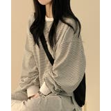 ホワイト | 2color ボーダーラウンドカットソー トップス | RAKUku
