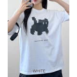 ホワイト | 【3color】ピクセルキャット グラフィック ビッグTシャツ | RAKUku
