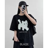 ブラック | 【3color】ピクセルキャット グラフィック ビッグTシャツ | RAKUku