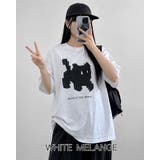 ホワイトメランジ | 【3color】ピクセルキャット グラフィック ビッグTシャツ | RAKUku