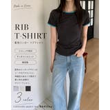 【3color】韓国製 配色リンガー リブTシャツ | RAKUku | 詳細画像1 