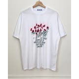 ホワイト | 【3color】 フラワーアートプリント ゆるシルエット半袖Tシャツ | RAKUku