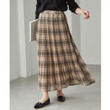 ベージュケイチェック | シフォンプリーツマキシスカート | RANAN