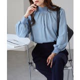 ブルーグレー | スカラップリブニット使いブラウス | RANAN