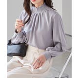 グレー | スカラップリブニット使いブラウス | RANAN