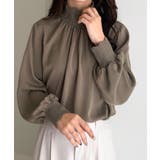 カーキ | スカラップリブニット使いブラウス | RANAN