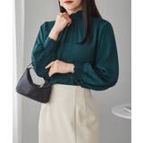 モスグリーン | スカラップリブニット使いブラウス | RANAN