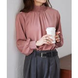 ピンク | スカラップリブニット使いブラウス | RANAN