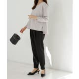 【2点セット】洗える/ストレッチペプラムブラウス＆テーパードパンツセットアップ | RANAN | 詳細画像10 