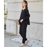 【2点セット】洗える/ストレッチペプラムブラウス＆テーパードパンツセットアップ | RANAN | 詳細画像14 