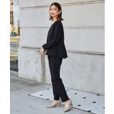 【2点セット】洗える/ストレッチペプラムブラウス＆テーパードパンツセットアップ | RANAN | 詳細画像16 