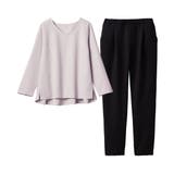 【2点セット】洗える/ストレッチペプラムブラウス＆テーパードパンツセットアップ | RANAN | 詳細画像23 