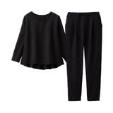 【2点セット】洗える/ストレッチペプラムブラウス＆テーパードパンツセットアップ | RANAN | 詳細画像25 