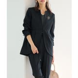 ブラック | ＜２点セット＞ラウンドヘムジャケットセットアップ | RANAN