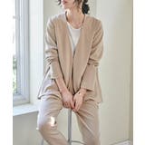 ベージュ | [2点セット/ウォッシャブル]フレアジャケット＆テーパードパンツセットアップ | RANAN