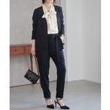 ネイビーブラック | [2点セット/ウォッシャブル]フレアジャケット＆テーパードパンツセットアップ | RANAN