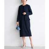 ネイビーブラック | [2点SET]ペプラムジャケット＋ワンピースセットアップ | RANAN