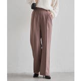 ブラウン | 裏起毛美脚シルエットピンタックワイドパンツ | RANAN