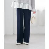 ネイビー | 裏起毛美脚シルエットピンタックワイドパンツ | RANAN