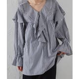 ストライプ | ビッグカラーフリルブラウス | RANAN