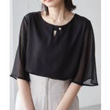 ブラック | ひんやり！フレアー袖シフォンブラウス | RANAN