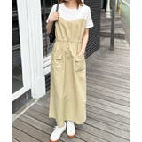 オフホワイトベージュ | 【M～3Lサイズ展開】ワークデザインドッキングワンピース | RANAN