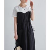 オフホワイト/ブラック | 【M～3Lサイズ展開】ワークデザインドッキングワンピース | RANAN
