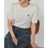 アイボリー | ＜Ｕ．Ｓ．ＰＯＬＯＡＳＳＮ．＞ワンポイント半袖ケーブルニット | RANAN