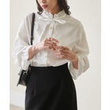 ホワイト | プチフリルリボン付きブラウス | RANAN