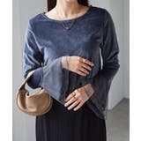 グレー | チュールフレアー袖ベロアプルオーバー | RANAN