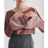 ピンク | チュールフレアー袖ベロアプルオーバー | RANAN