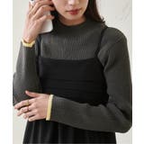 グレー | リブパイピングハイネックニット | RANAN