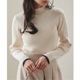 ホワイト | リブパイピングハイネックニット | RANAN