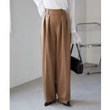 ベージュ73 | 【選べる股下】ウール調センタープレスタックワイドパンツ | RANAN