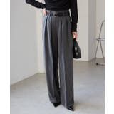 グレーケイ73 | 【選べる股下】ウール調センタープレスタックワイドパンツ | RANAN