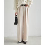 アイボリー73 | 【選べる股下】ウール調センタープレスタックワイドパンツ | RANAN