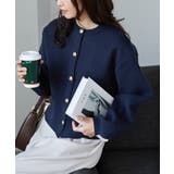 ネイビー | ゴールド調ボタンニットカーディガン | RANAN