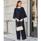 ネイビー | 【2点セット】フレアージャケットワイドパンツセットアップ | RANAN