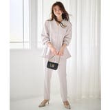 【2点セット】洗える 防シワＶネックペプラムトップステーパードパンツセットアップ | RANAN | 詳細画像17 