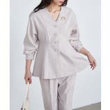 【2点セット】洗える 防シワＶネックペプラムトップステーパードパンツセットアップ | RANAN | 詳細画像19 